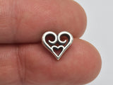 2pcs (1pair) 925 Sterling Silver Heart Earring Stud Post, 9.6x8.8mm Heart, 11mm Long-BeadDirect