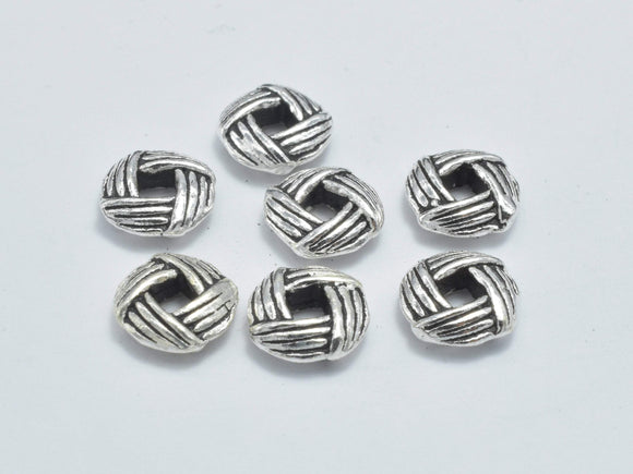 4pcs 925 Sterling Silver Beads-Antique Silver, 6.5x6.5 Square Beads-Metal Findings & Charms-BeadDirect
