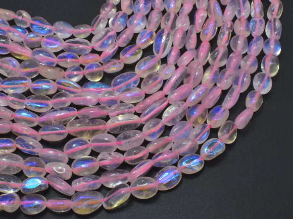 Mystic Coated Rose Quartz, AB Coated, 6x9mm Nugget-Gems: Nugget,Chips,Drop-BeadDirect