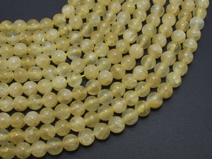 Yellow Selenite, Gypsum, 6mm (6.6mm), Round-BeadDirect