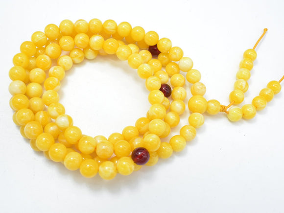 Amber Resin-Yellow, 8mm Round Beads, 33 Inch, Approx 108 beads-Gems: Round & Faceted-BeadDirect