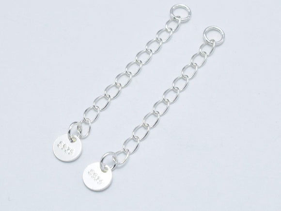 4pcs 925 Sterling Silver Extension Chain-Metal Findings & Charms-BeadDirect