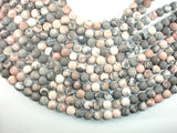 Matte Pink Zebra Jasper, 10mm Round Beads-BeadDirect