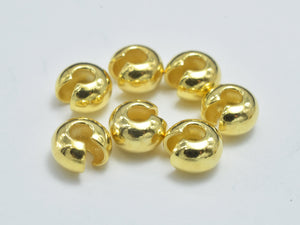 10pcs 24K Gold Vermeil Crimp Cover, 925 Sterling Silver Crimp Cover Beads, 4mm-Metal Findings & Charms-BeadDirect