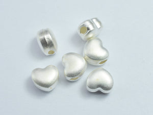 2pcs Matte 925 Sterling Silver 7.6x7mm Heart Beads-BeadDirect