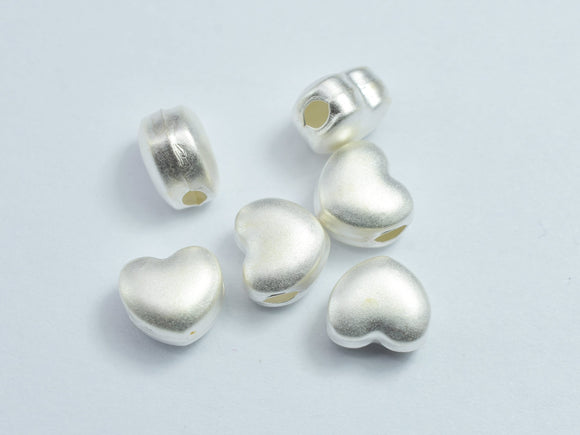 2pcs Matte 925 Sterling Silver 7.6x7mm Heart Beads-BeadDirect