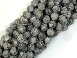 Gray Picture Jasper Beads, 8mm Star Cut Faceted Round-Gems: Round & Faceted-BeadDirect