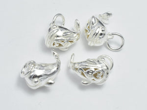 1pc 925 Sterling Silver Charms, Whale Charms, 13x9x8mm-BeadDirect
