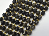 Golden Obsidian Beads, 8mm Faceted Prism Double Point Cut-Gems: Round & Faceted-BeadDirect