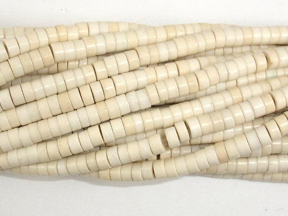 White Howlite Beads, 2x4mm Heishi Beads-Gems:Assorted Shape-BeadDirect