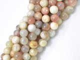 Mixed Moonstone Sunstone-Peach, White, Gray, 10mm (10.3mm) Round-Gems: Round & Faceted-BeadDirect