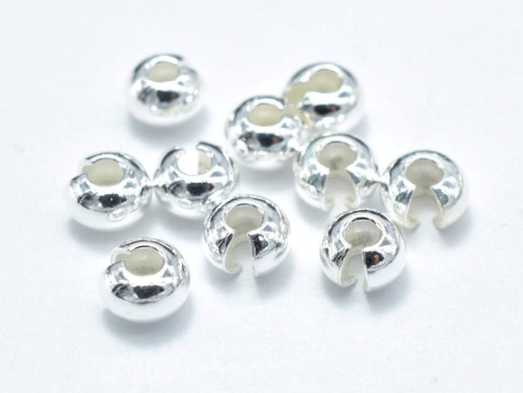 10pcs 925 Sterling Silver Crimp Cover, 4mm, 3mm thick-Metal Findings & Charms-BeadDirect