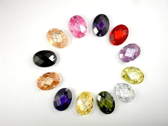 CZ beads,13x18mm Faceted Oval-Cubic Zirconia-BeadDirect