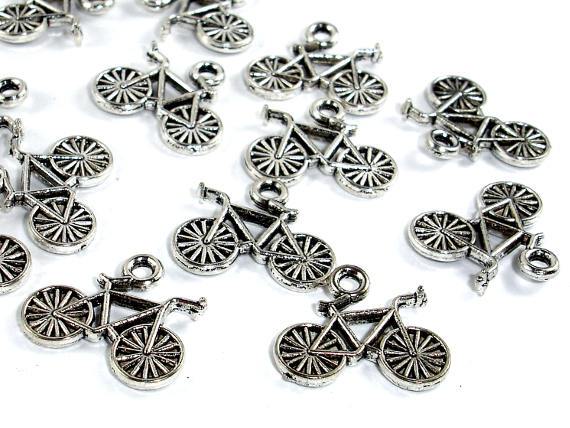 Bike Charms, Zinc Alloy, Antique Silver Tone, 13x15 mm, 10 pcs-Metal Findings & Charms-BeadDirect