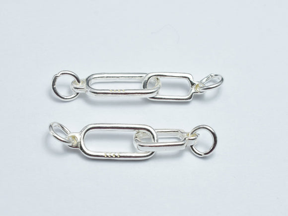 1pc 925 Sterling Silver Connector, 32x6mm, 16x6mm & 11.5x5.6mm Oval Ring-BeadDirect