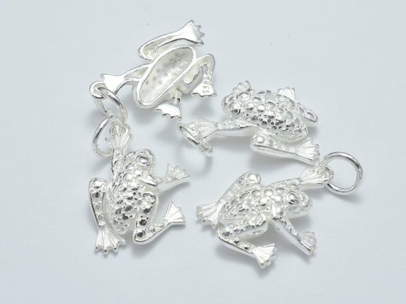 1pc 925 Sterling Silver Charms, Frog Charms, 16x12mm-BeadDirect