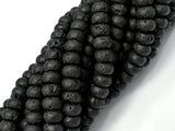 Black Lava Beads, 5x8mm Rondelle Beads-Gems:Assorted Shape-BeadDirect