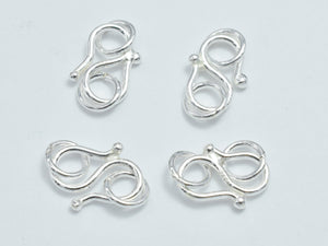 4pcs 925 Sterling Silver S Clasps, S Hook Clasp Connector, S Clasp, 9x6mm-BeadDirect