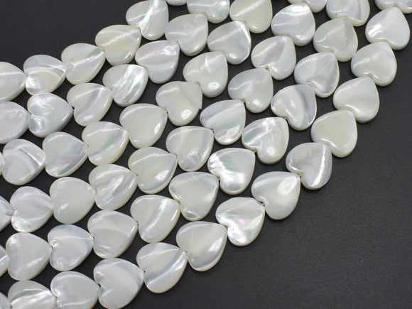 Mother of Pearl, MOP, White, 12mm Heart-BeadDirect
