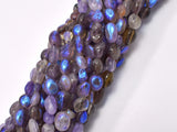 Mystic Coated Super Seven Beads, Cacoxenite Amethyst, AB Coated, 6x8mm Nugget-Gems: Nugget,Chips,Drop-BeadDirect