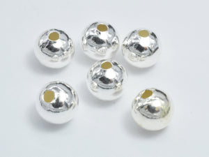 6pcs 925 Sterling Silver Beads, 6mm, Round Beads, Hole 1.5mm-BeadDirect