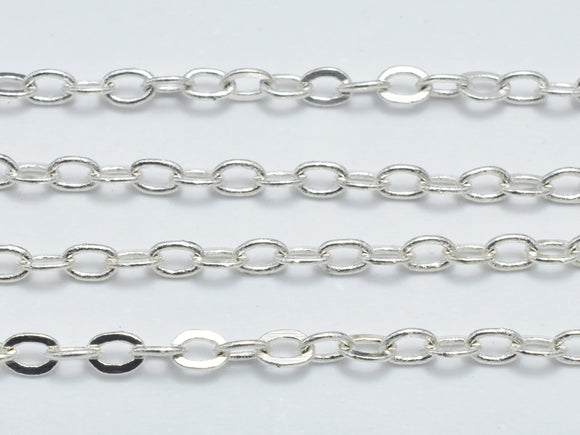3m (9.9feet) Silver Plated Oval Chain, Brass Oval Chain, Jewelry Chain, 1.8x2.6mm-BeadDirect