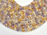 Amethyst, Citrine, 8mm Round Beads, 15 Inch-BeadDirect