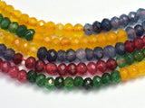 Jade - Multi Color 3x4mm Faceted Rondelle, 14 Inch-BeadDirect