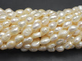 Fresh Water Pearl Beads, White, Nugget, 7x9 mm-BeadDirect
