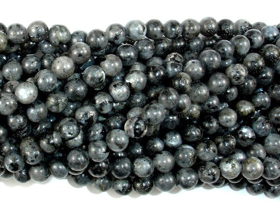 Black Labradorite Beads, Larvikite, Round, 6mm-BeadDirect