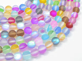 Matte Mystic Aura Quartz-Multi, 8mm (8.5mm) Round-Gems: Round & Faceted-BeadDirect