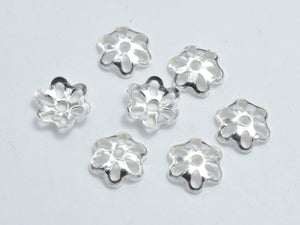 40pcs 925 Sterling Silver Bead Caps, 5x1.2mm Flower Bead Caps-Metal Findings & Charms-BeadDirect