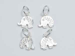 2pcs 925 Sterling Silver Charm, Elephant Charm, 10x8mm-Metal Findings & Charms-BeadDirect