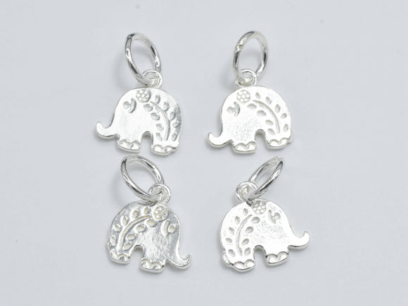 2pcs 925 Sterling Silver Charm, Elephant Charm, 10x8mm-Metal Findings & Charms-BeadDirect