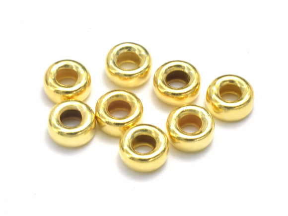 15pcs 24K Gold Vermeil Beads, 4.5mm Rondelle Spacer, 925 Sterling Silver Beads-Metal Findings & Charms-BeadDirect