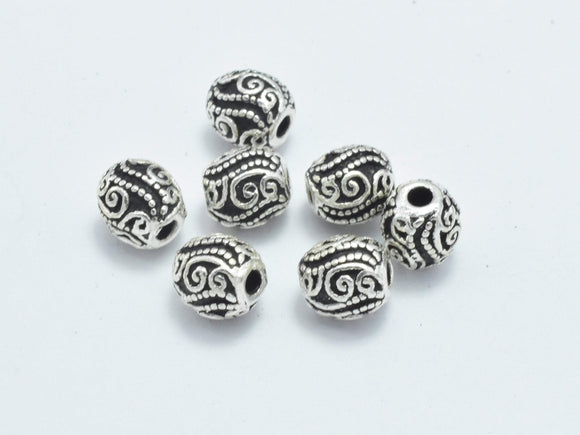 4pcs 925 Sterling Silver Beads-Antique Silver, Drum Beads, Spacer Beads, 5x5.6mm-Metal Findings & Charms-BeadDirect