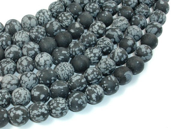 Matte Snowflake Obsidian, 10mm, Round Beads-BeadDirect