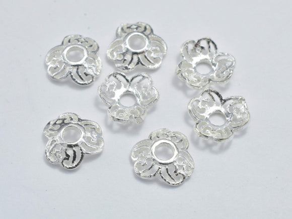 20pcs 925 Sterling Silver Bead Caps, 5x1.3mm Flower Bead Caps-Metal Findings & Charms-BeadDirect