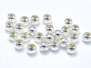 30pcs 925 Sterling Silver Beads, 3mm Round Beads-Metal Findings & Charms-BeadDirect