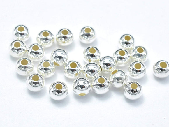 30pcs 925 Sterling Silver Beads, 3mm Round Beads-Metal Findings & Charms-BeadDirect