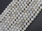 White Moonstone, 6mm (6.5mm) Round Beads-BeadDirect