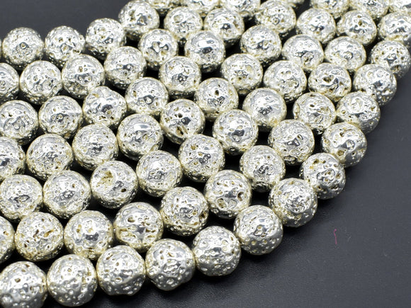 Lava-Silver Plated, 10mm (10.5mm) Round Beads-Gems: Round & Faceted-BeadDirect