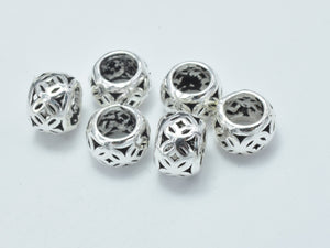 4pcs 925 Sterling Silver Beads-Antique Silver, Filigree Rondelle Beads, Big Hole Spacer Beads, 7x4.8mm-Metal Findings & Charms-BeadDirect