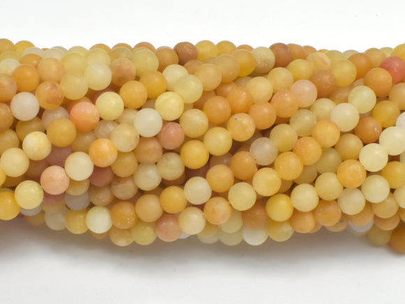 Matte Yellow Jade Beads, 4mm (4.8mm), Round Beads-BeadDirect