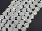 Mother of Pearl, MOP, White, 12mm Heart-BeadDirect