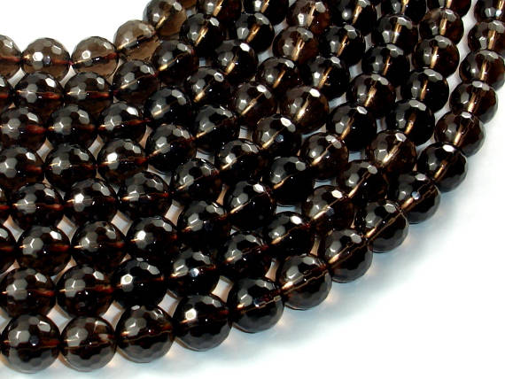 Smoky Quartz Beads, 10mm Faceted Round Beads-Gems: Round & Faceted-BeadDirect