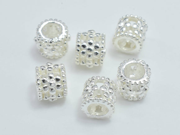 4pcs 925 Sterling Silver Beads, 5x4.5mm Tube Beads, Big Hole Filigree Beads-Metal Findings & Charms-BeadDirect