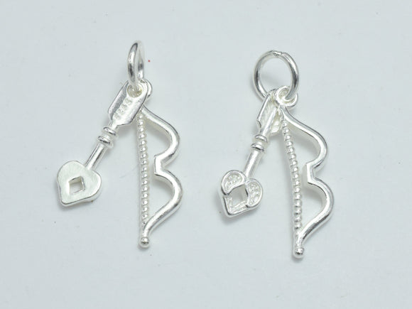 2sets 925 Sterling Silver Charms, Bow and Arrow Charms, Bow 19x5mm, Arrow 16x5mm-BeadDirect