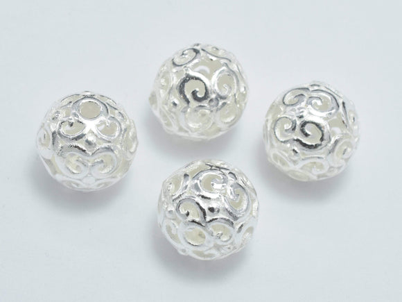 2pcs 8.5mm 925 Sterling Silver Beads, 8.5mm Filigree Round Beads-Metal Findings & Charms-BeadDirect