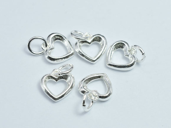 2pcs 925 Sterling Silver Heart Charm, 9.5mm-BeadDirect